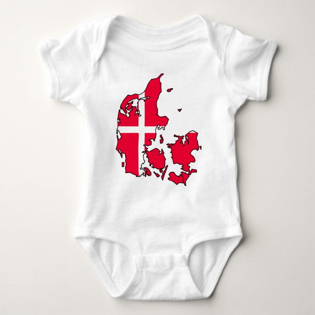 denmark flag map baby bodysuit (Front)