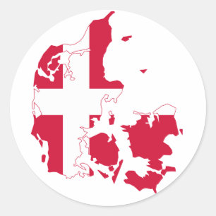Denmark Flag Map Classic Round Sticker
