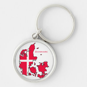 denmark flag map keychain