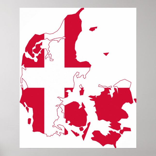 Denmark Flag Map Poster (Front)