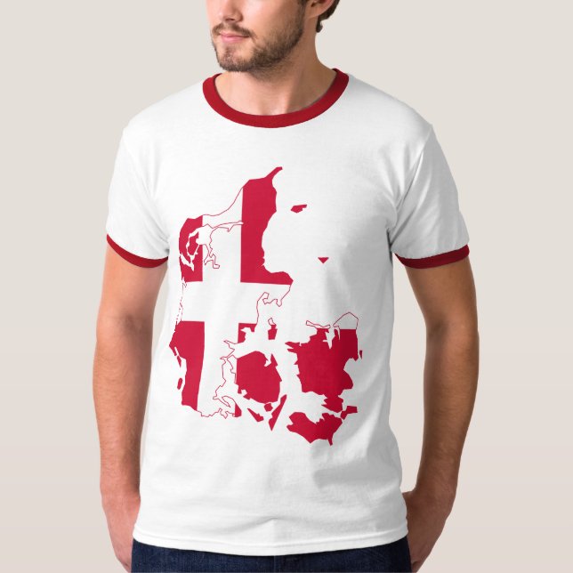 Denmark Flag Map T-Shirt (Front)