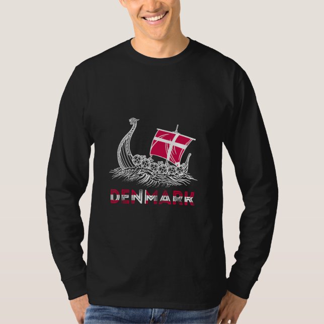 Denmark Flag Pride Viking Danish Valhalla Dansk Ro T-Shirt (Front)