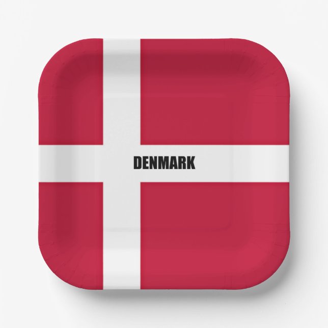Denmark Flag (red and white) Paper Plate (Front)