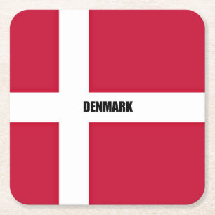 Denmark Flag (red and white) Square Paper Coaster