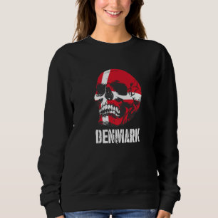 Denmark Flag Skull Danish Pride Patriotic Sweatshirt