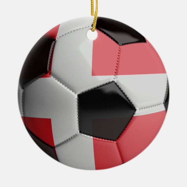 Denmark Flag Soccer Ball Ceramic Tree Decoration (Front)