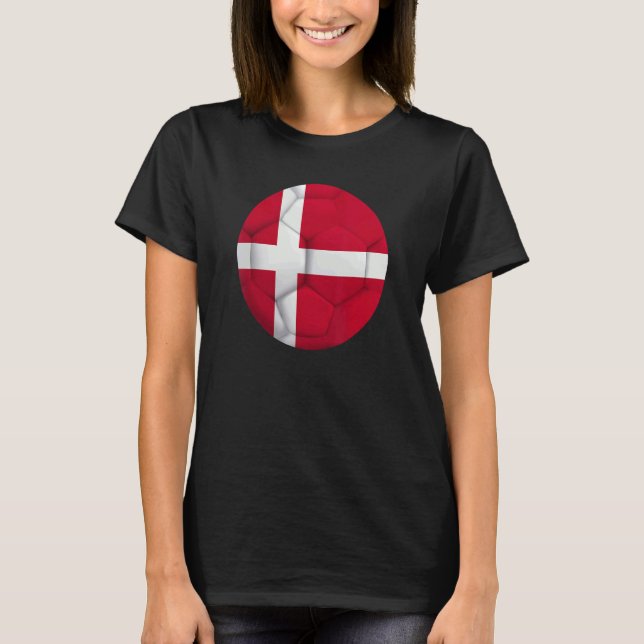 Denmark Flag Soccer Football Danish Football Fan T-Shirt (Front)