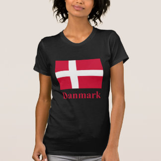Denmark Flag with Name in Danish T-Shirt