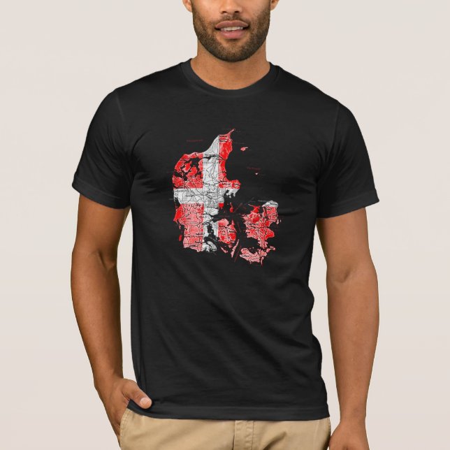 Denmark Flagcolor Map T-Shirt (Front)