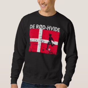 Denmark Football Team Fan Jersey Soccer De Rd Hvid Sweatshirt