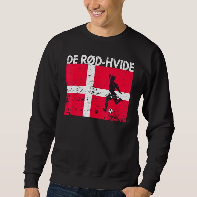 Denmark Football Team Fan Jersey Soccer De Rd Hvid Sweatshirt (Front)