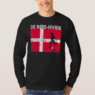 Denmark Football Team Fan Jersey Soccer De Rd Hvid T-Shirt