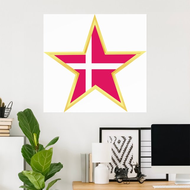 Denmark Gold Star Flag Country Poster (Creator Uploaded)