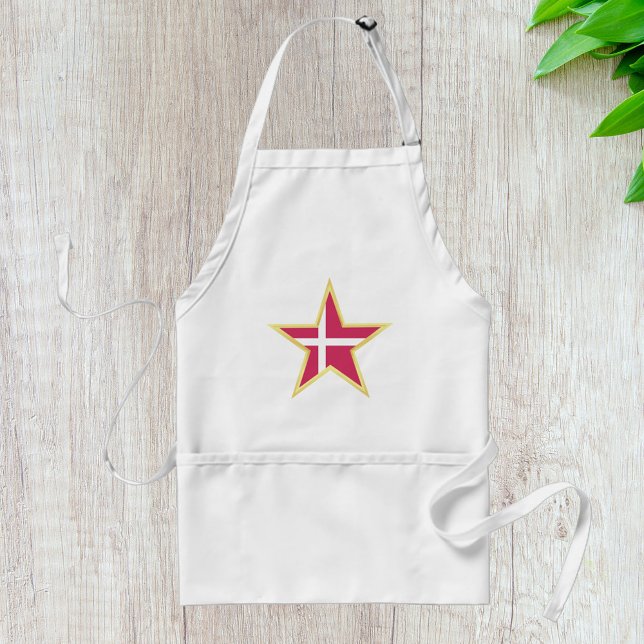 Denmark Gold Star Flag Country Standard Apron (Creator Uploaded)