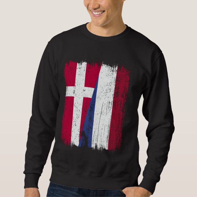 Denmark Holland Half Flag Danish Dutch Heritage Sweatshirt (Front)