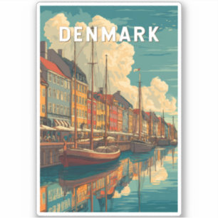 Denmark Illustration Travel Art Vintage