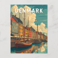 Denmark Illustration Travel Art Vintage