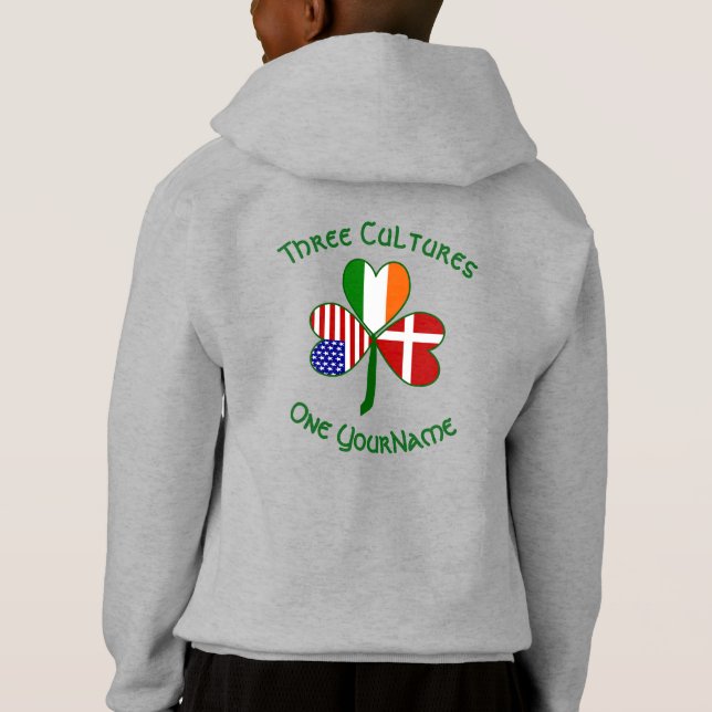 Denmark Ireland USA Shamrock Flag Personalised  (Back)