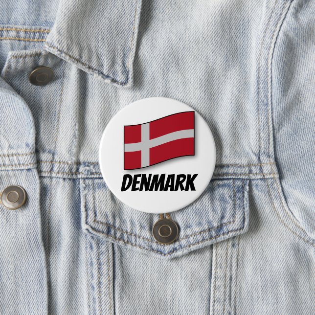 Denmark, labelled flag, 7.5 cm round badge (In Situ)