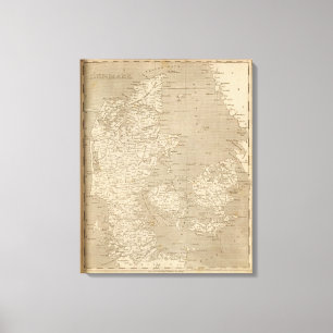 Denmark Map by Arrowsmith Canvas Print