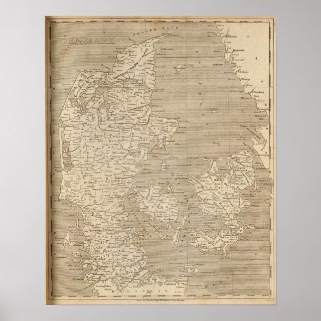 Denmark Map by Arrowsmith Poster (Front)