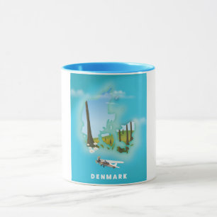 Denmark map illustrated travel poster. mug