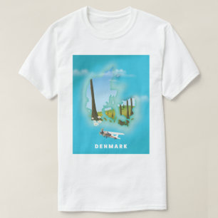 Denmark map illustrated travel poster. T-Shirt