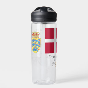 DENMARK - monogrammed, Fun Text, Danish flag Water Bottle