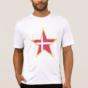 Denmark National Flag Star Shape T-Shirt