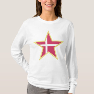 Denmark National Flag Star Shape T-Shirt