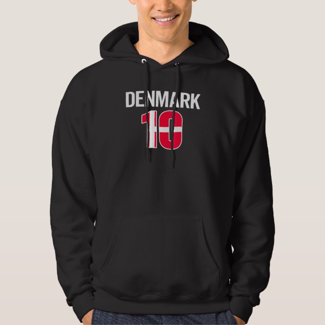 Denmark No 10 Football Player Danish Soccer Flag D Hoodie (Front)