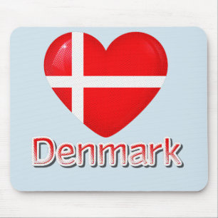 Denmark Pop Art Heart Flag Mouse Pad
