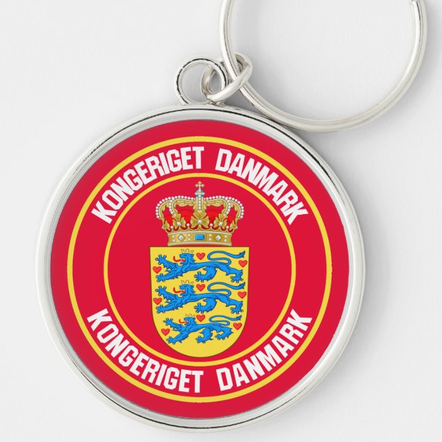 Denmark Round Emblem Key Ring (Front)