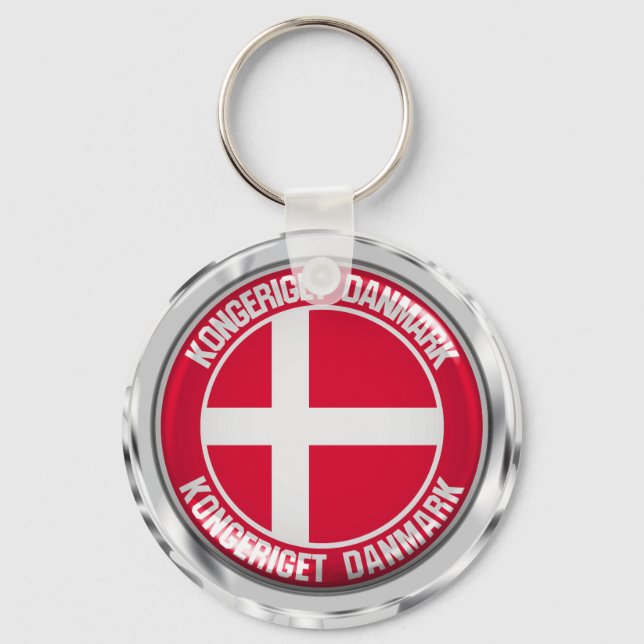 Denmark Round Emblem Key Ring (Front)