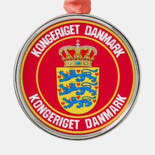 Denmark Round Emblem Metal Tree Decoration