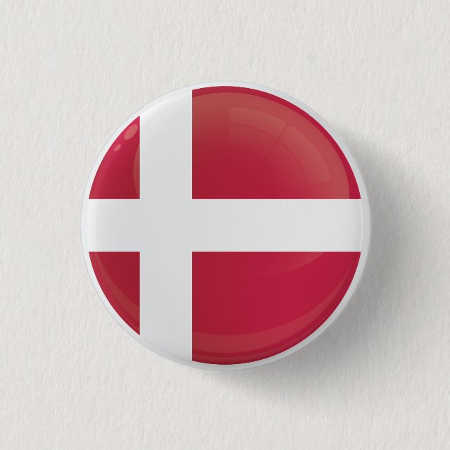 Denmark  Round Icon Flag 3 Cm Round Badge (Front)