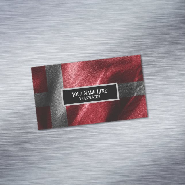 Denmark silk flag magnetic business card (In Situ)