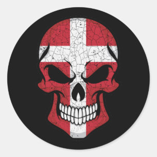 Denmark Smiling Skull Flag Classic Round Sticker
