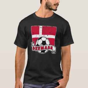 Denmark SOCCER BALL AND FLAG DISTRESSED T-Shirt