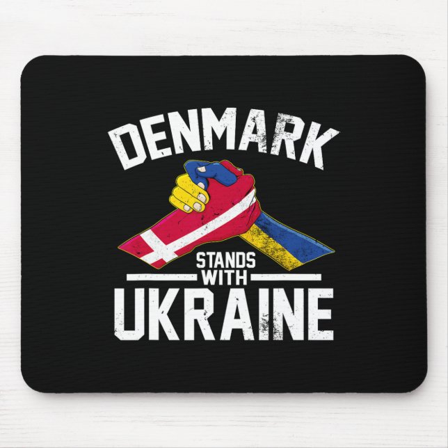 Denmark Stands With Ukraine Ukrainian Danish Flag  Mouse Pad (Front)