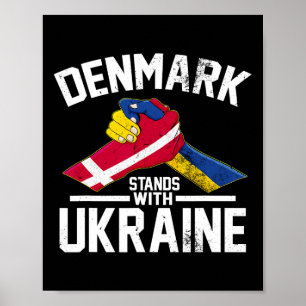Denmark Stands With Ukraine Ukrainian Danish Flag  Poster