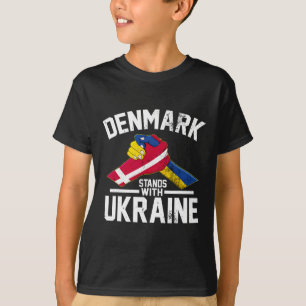 Denmark Stands With Ukraine Ukrainian Danish Flag T-Shirt