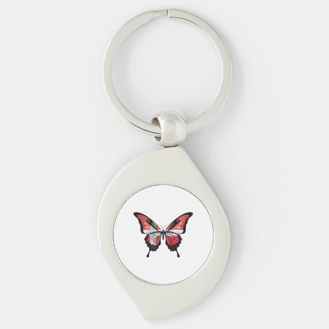 Denmark Swallowtail Butterfly Flag Sticker Key Ring (Front)