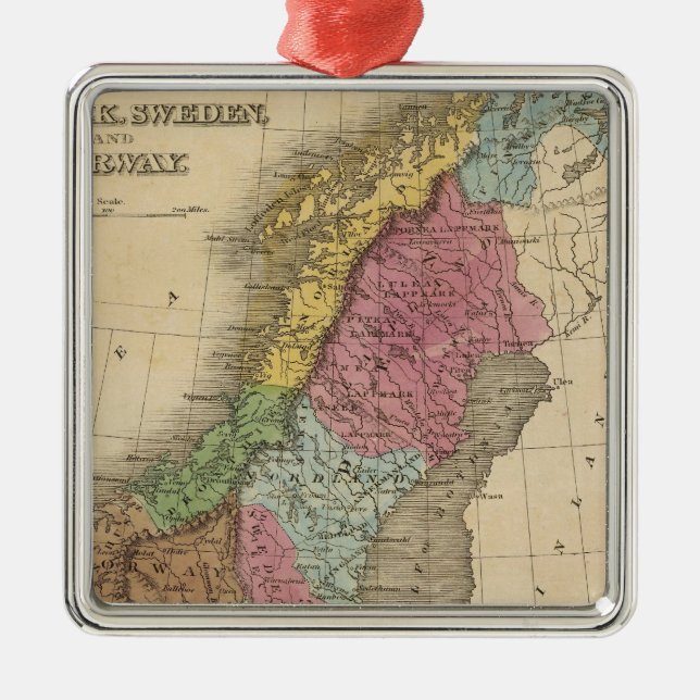 Denmark, Sweden, Norway Metal Tree Decoration (Front)