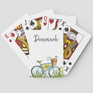 Denmark vintage bicycle in the lavender field playing cards