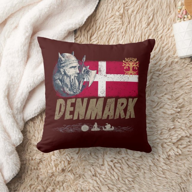 Denmark vintage flag viking and ship souvenir cushion (Blanket)