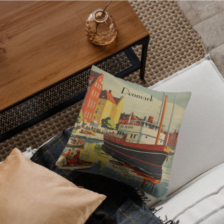 Denmark Vintage Travel Poster  Cushion