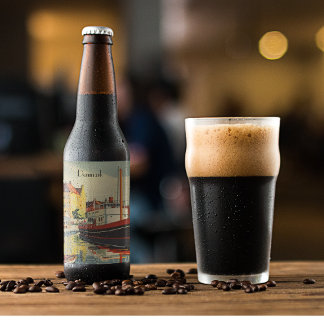 Denmark Vintage Travel Poster customisable Beer Bottle Label