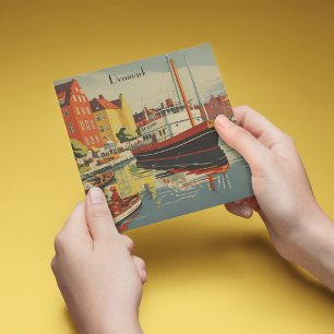 Denmark Vintage Travel Poster customisable Holiday Card