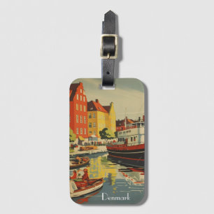 Denmark Vintage Travel Poster customisable Luggage Tag